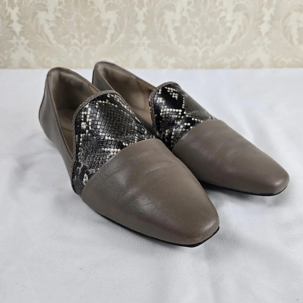 Rockport Women's Size 10 Dover Grey Aniumal Print Slip On Leather Loafer